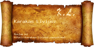 Karakas Líviusz névjegykártya